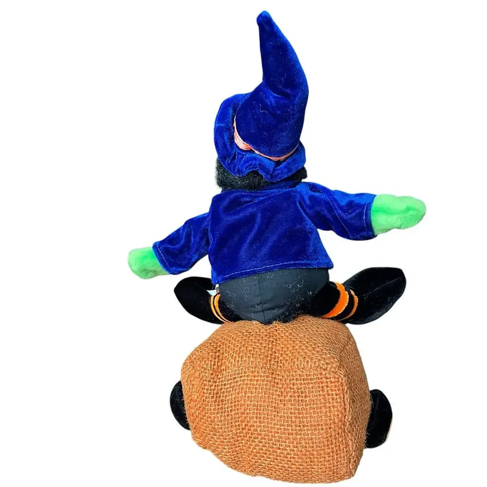 Vintage Witch Plush Doll Velvet Bright Neon Burlap 1990s y2k Halloween Toy RARE